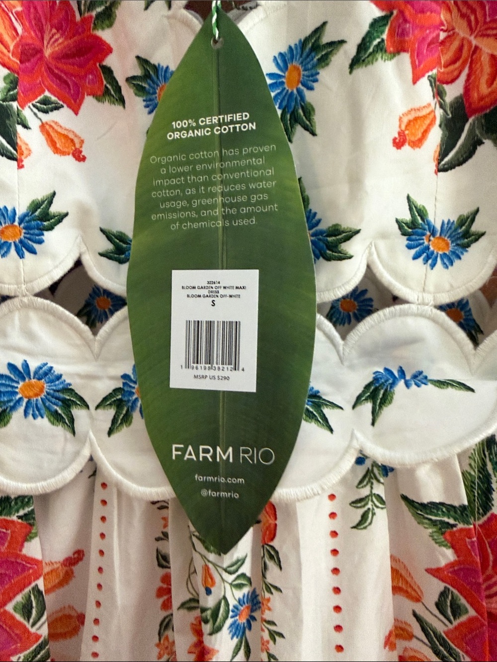 FARM Rio White Midi Dress with Multicolor Floral Embroidery - Picture 2 of 4